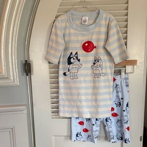 Bluey Hanna Andersson Blue and White Striped Kids Pajama Set Keepy Uppy